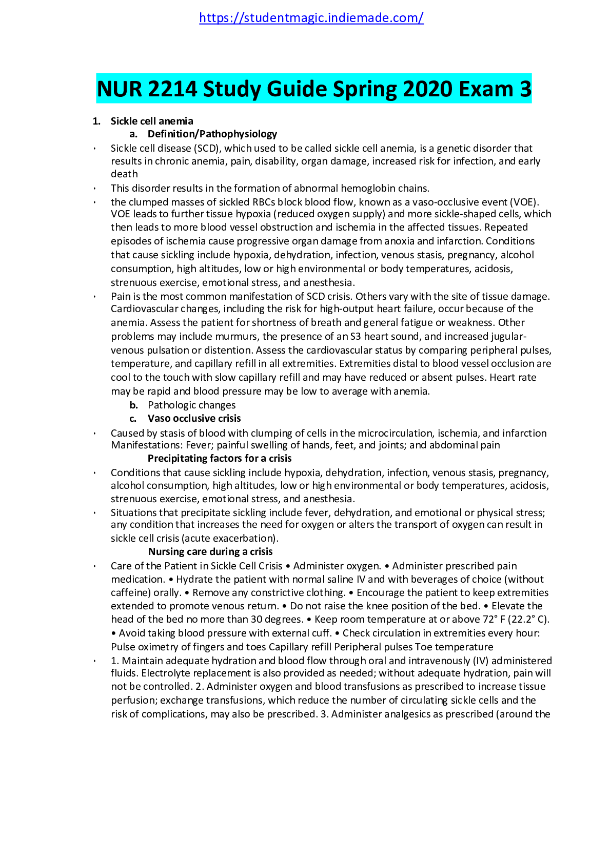 Preview image for NUR 2214 Study Guide